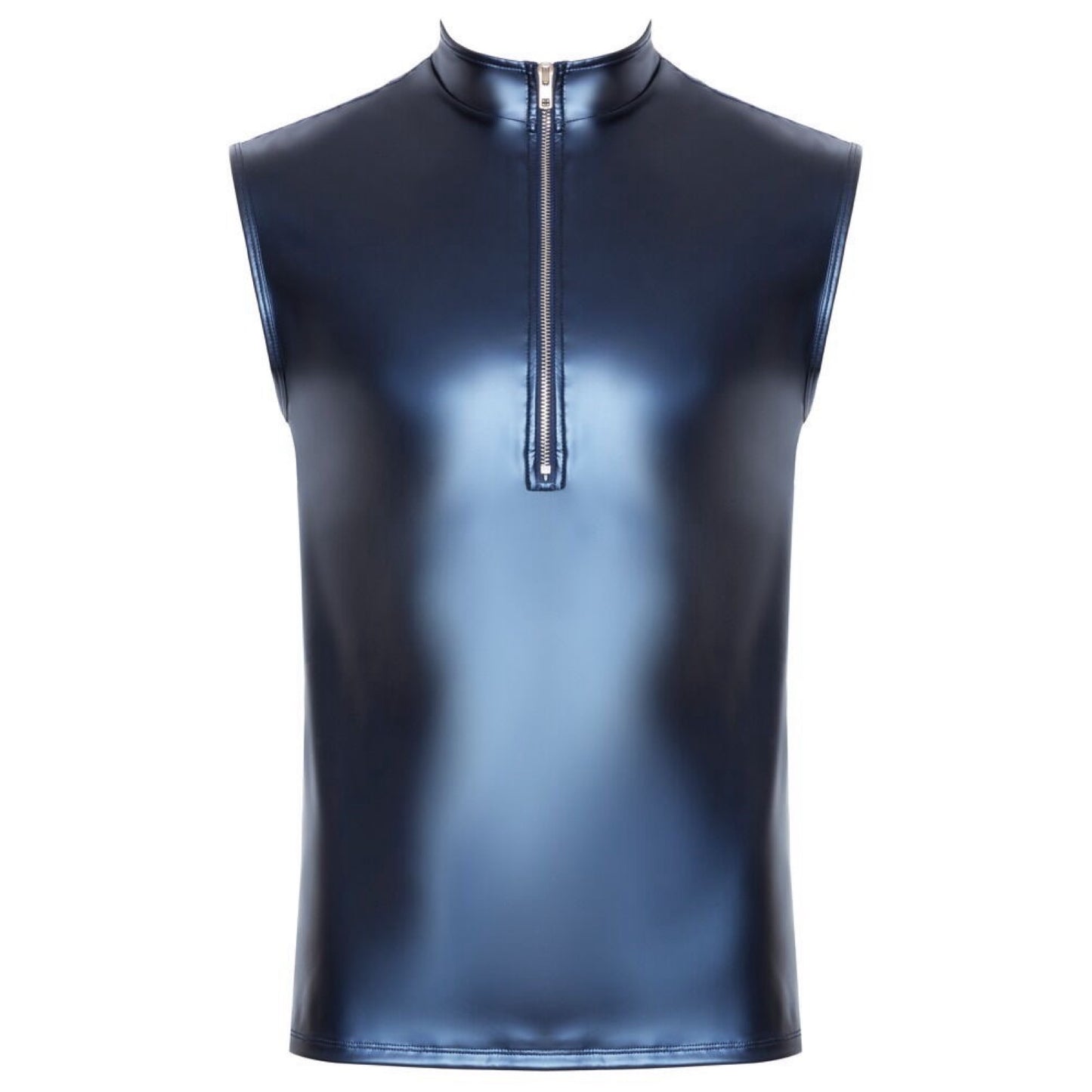 NEK - METALLIC BLÅ BLUSE