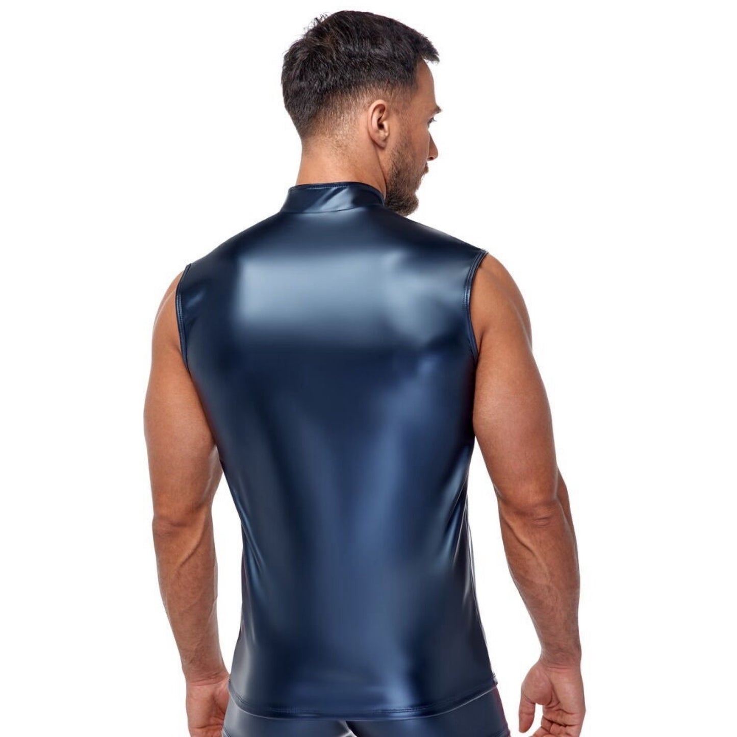 NEK - METALLIC BLÅ BLUSE