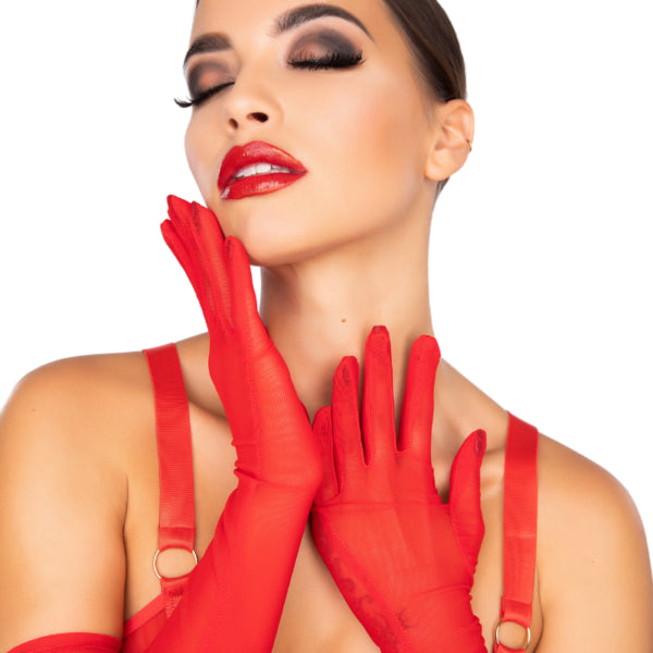 KINKY DIVA - RØDE MESH HANDSKER