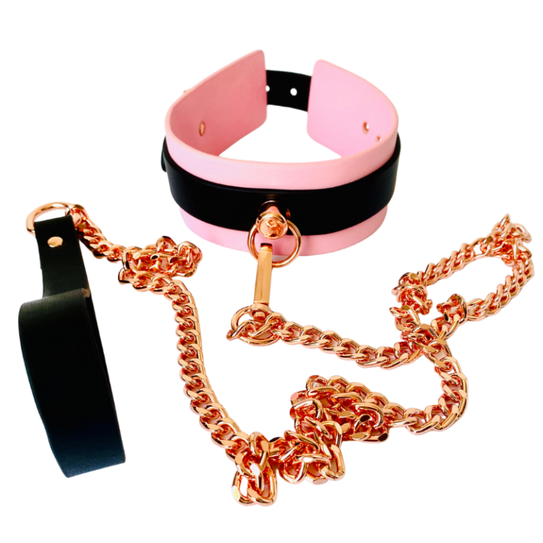 KINKY DIVA - PINK SORT HALSBÅND & LEASH